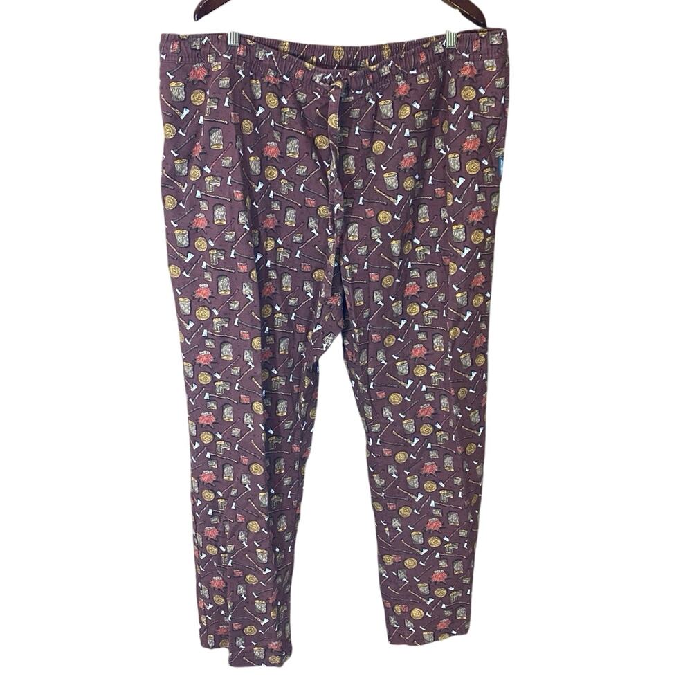 Eddie Bauer Men’s 2XL Flannel favorite Sleep Pants Axe Log Cabin Print